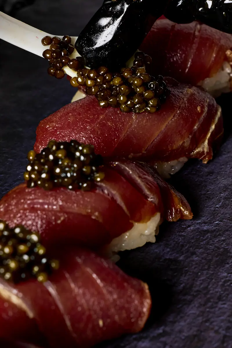 Otoro nigiri topped with Ossetra caviar