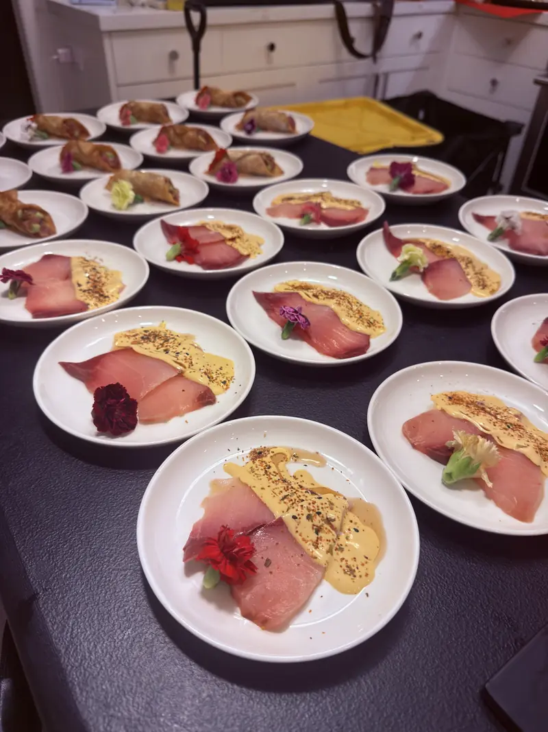 Plated hamachi tiradito ready to serve